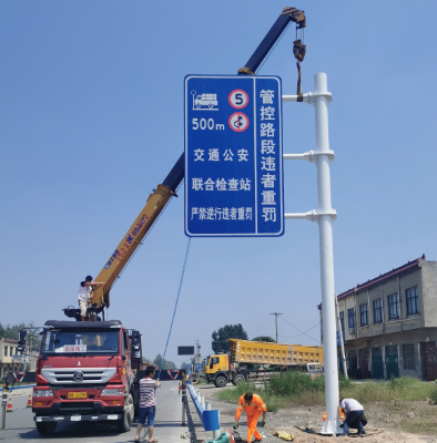 沈阳双悬臂标志杆、交通标志杆制作、门架立柱加工厂家